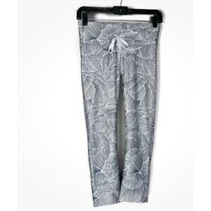 Gap Fit Eclipse Black White Floral Stretch Drawstring Active Pants Size S
